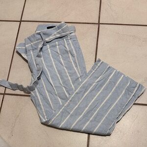 Banana Republic Light Blue and White Striped Cropped Pants